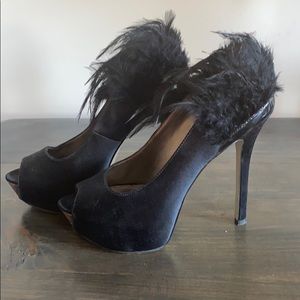 Enzo Angiolini Black Feather Heels